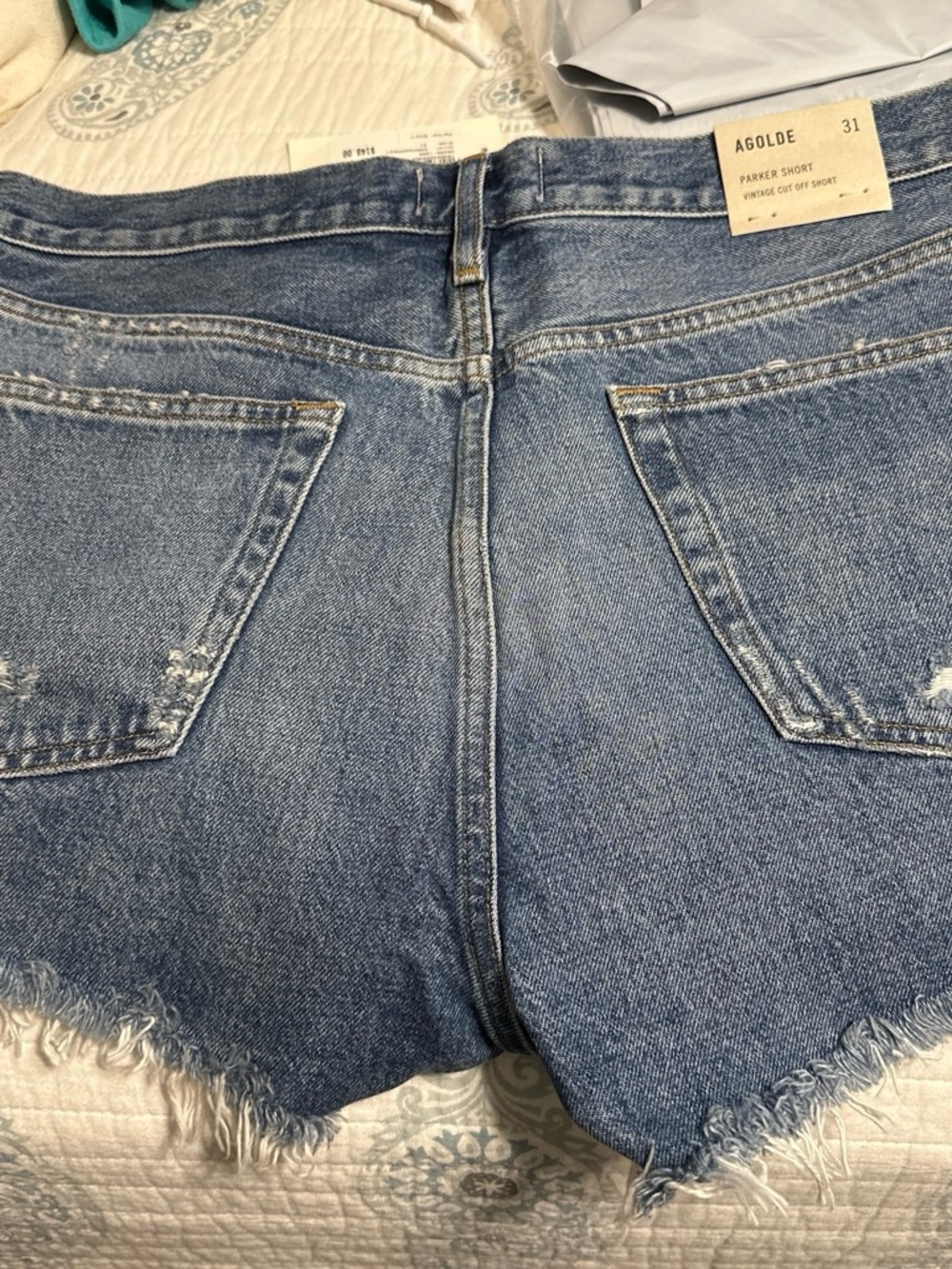 AGOLDE Light Blue Denim Cutoff Jean Shorts
